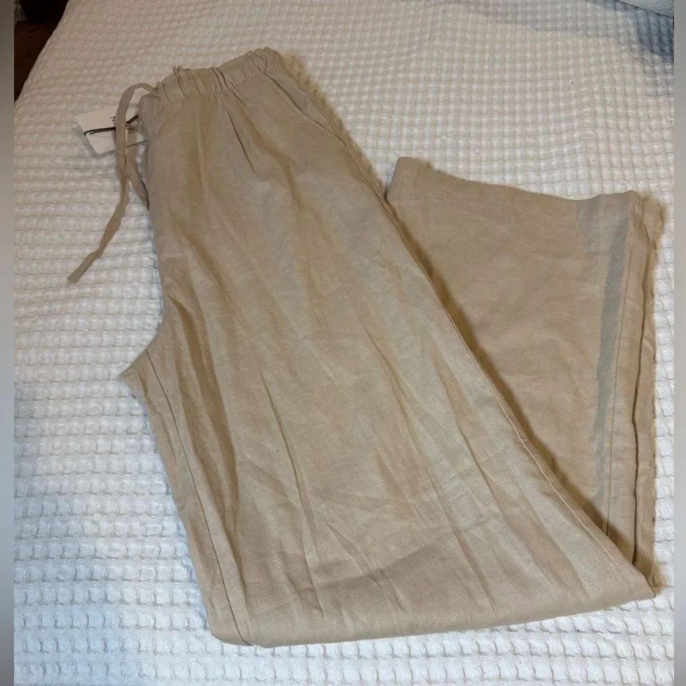 New Love Tree Tan Linen Lightweight Pants
